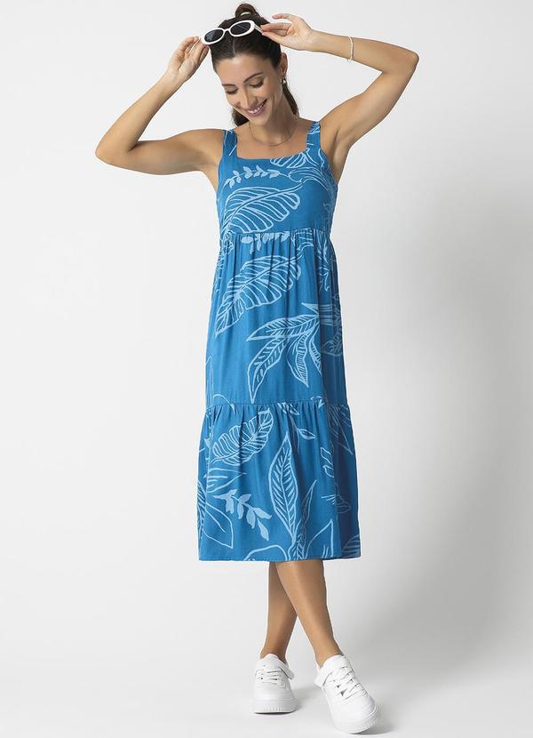 Habana - Vestido Midi Feminino Estampado Azul