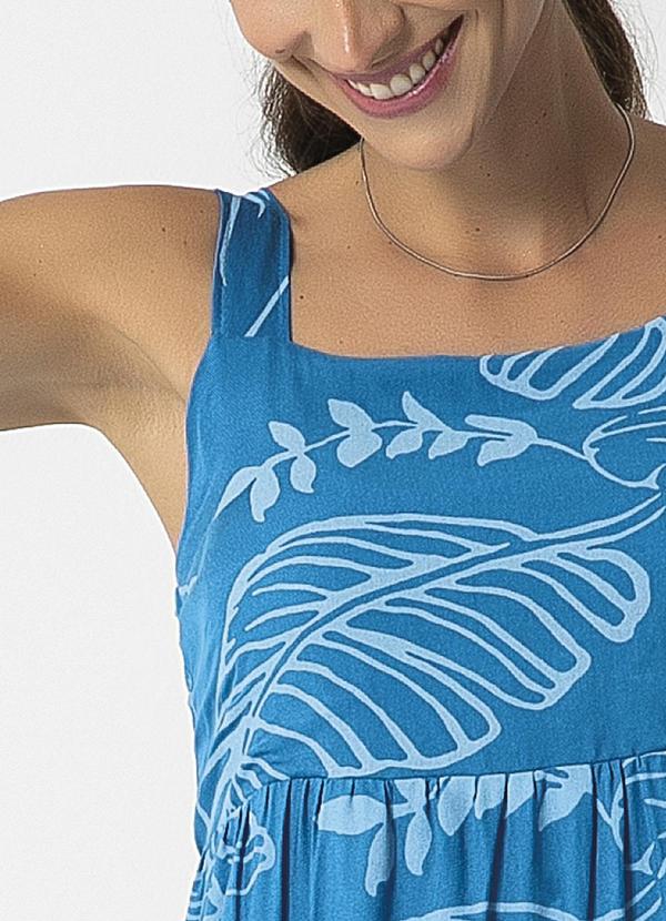 Habana - Vestido Midi Feminino Estampado Azul 2