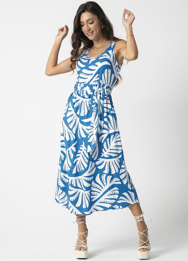 Habana - Vestido Midi Feminino Estampado Azul