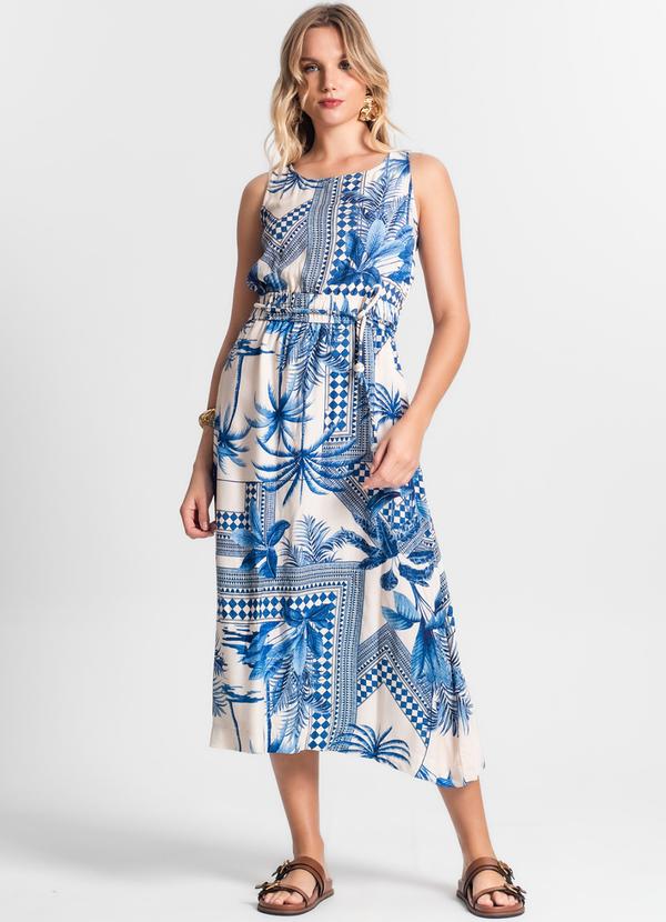 Endless - Vestido Midi Feminino Estampado Bege