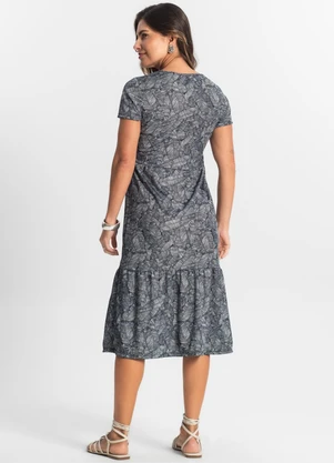 Select - Vestido Midi Feminino Estampado Cinza - SELECT