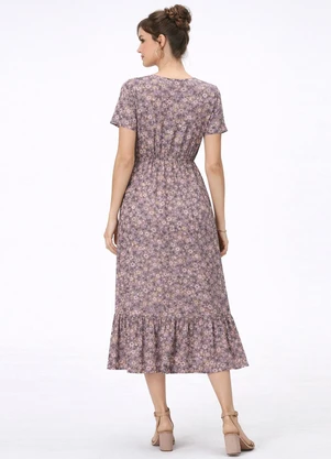 Select - Vestido Midi Feminino Estampado Helanca Bege - SELECT