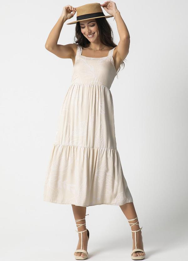 Habana - Vestido Midi Feminino Estampado Off White