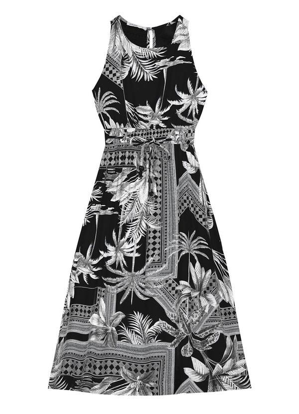 Endless - Vestido Midi Feminino Estampado Preto