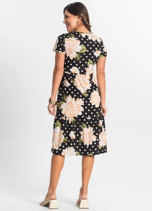 Select - Vestido Midi Feminino Estampado Preto - SELECT