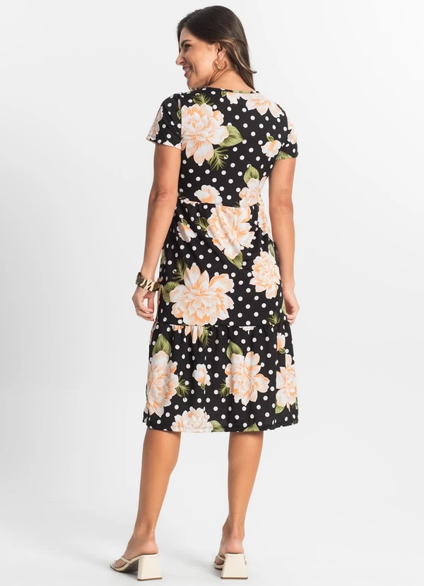 Select - Vestido Midi Feminino Estampado Preto 2