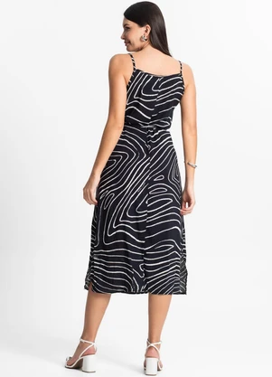Select - Vestido Midi Feminino Estampado Preto - SELECT
