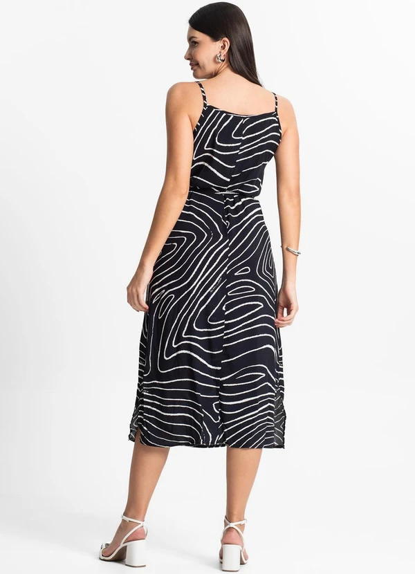 Select - Vestido Midi Feminino Estampado Preto 2