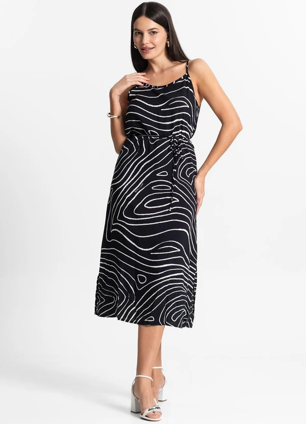 Select - Vestido Midi Feminino Estampado Preto 4