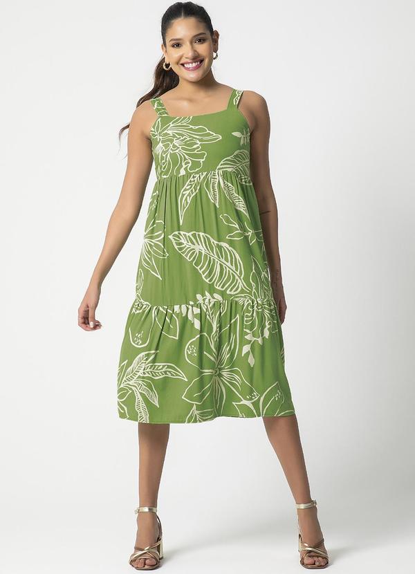 Habana - Vestido Midi Feminino Estampado Verde 2