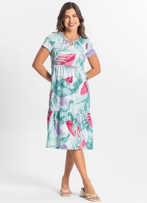 Select - Vestido Midi Feminino Estampado Verde - SELECT
