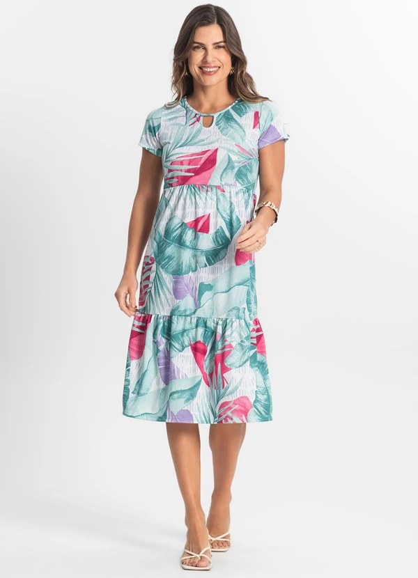 Select - Vestido Midi Feminino Estampado Verde 3