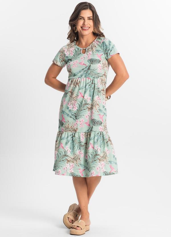 Select - Vestido Midi Feminino Estampado Verde