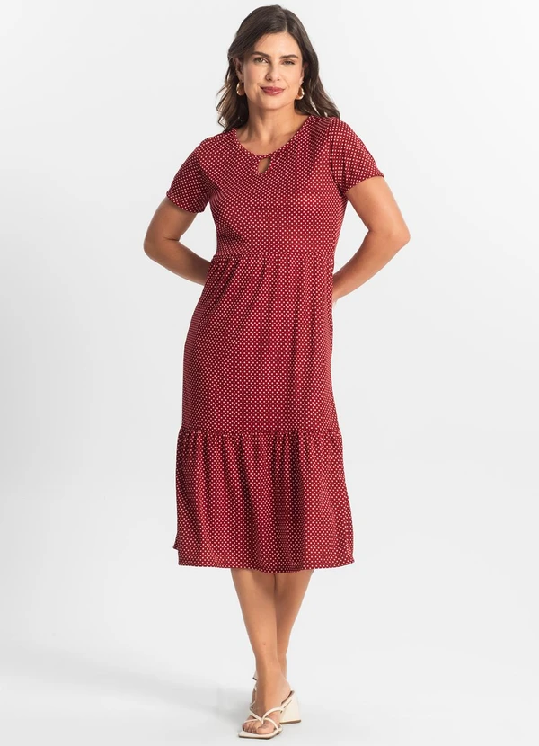 Select - Vestido Midi Feminino Estampado Vermelho 3