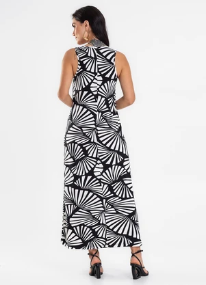 Rovitex - Vestido Midi Feminino Gola V Viscotorcion Preto - ROVITEX