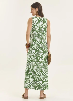 Rovitex - Vestido Midi Feminino Gola V Viscotorcion Verde - ROVITEX