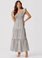 Rovitex - Vestido Midi Feminino Listrado com Lastex Preto - variação: Preto