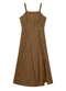 Marialícia - Vestido Midi Feminino Listrado Marrom - variação: Marrom