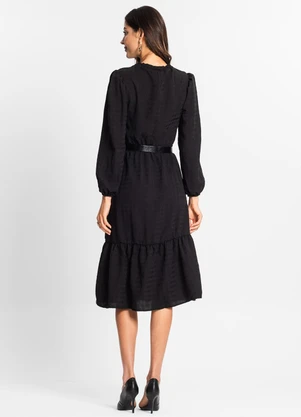 Endless - Vestido Midi Feminino Manga Longa Preto - ENDLESS