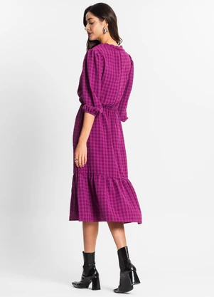 Endless - Vestido Midi Feminino Manga Longa Roxo - ENDLESS