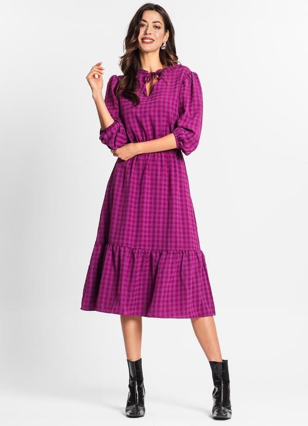 Endless - Vestido Midi Feminino Manga Longa Roxo