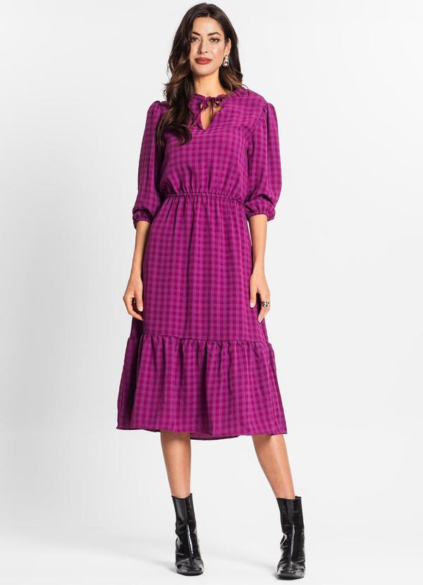 Endless - Vestido Midi Feminino Manga Longa Roxo 3