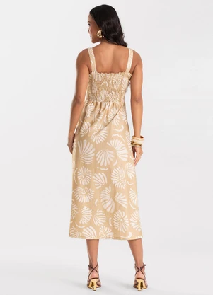 Rovitex - Vestido Midi Feminino Meia Malha Marrom - ROVITEX