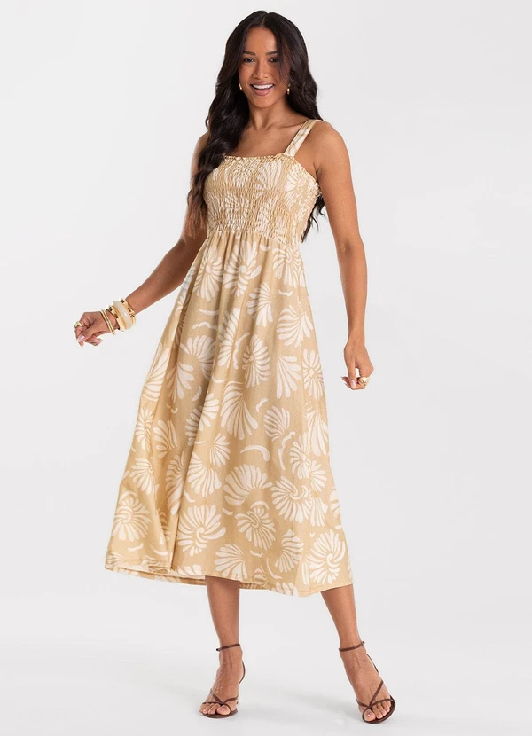 Rovitex - Vestido Midi Feminino Meia Malha Marrom