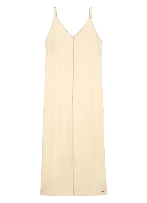 Marialícia - Vestido Midi Feminino Minimalista Amarelo