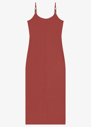 Rovitex - Vestido Midi Feminino Ribana de Viscose Marrom - ROVITEX