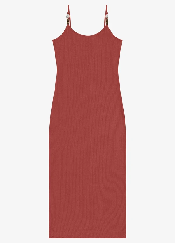 Rovitex - Vestido Midi Feminino Ribana de Viscose Marrom