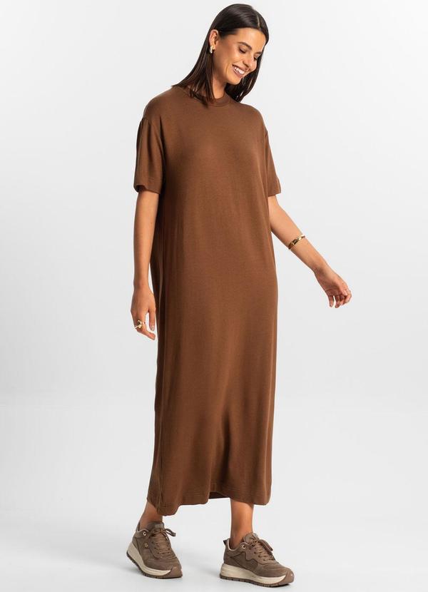 Rovitex - Vestido Midi Feminino Marrom
