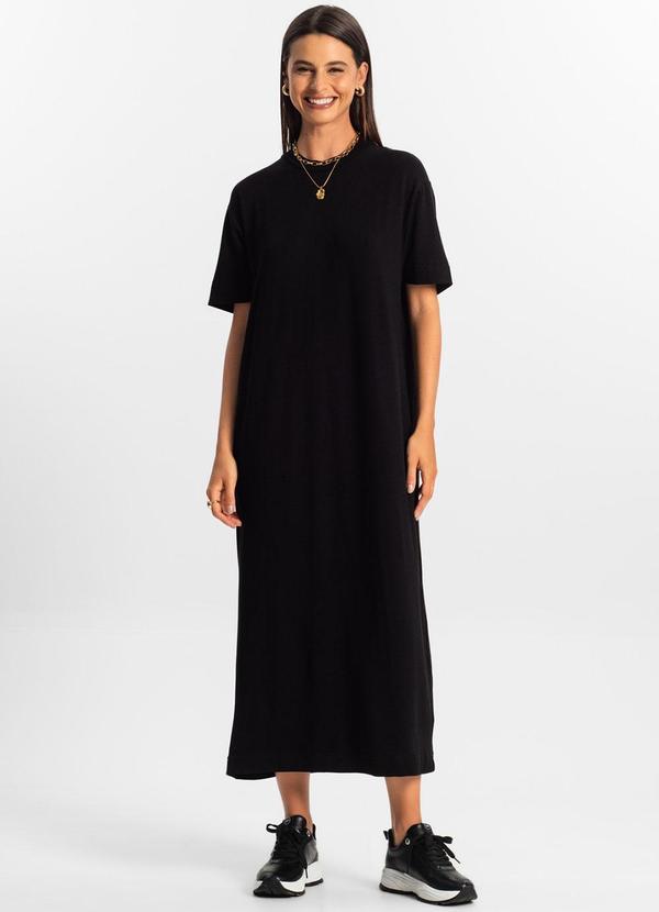 Rovitex - Vestido Midi Feminino Rovitex Preto