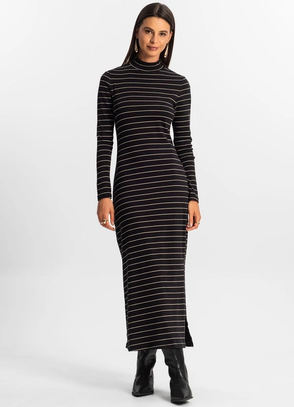 Rovitex - Vestido Midi Feminino Preto 3