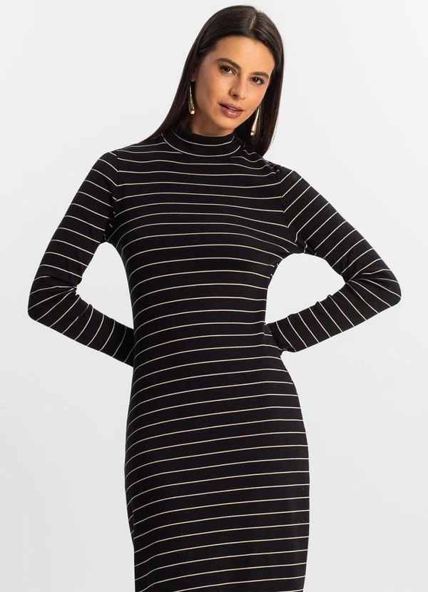 Rovitex - Vestido Midi Feminino Preto 4