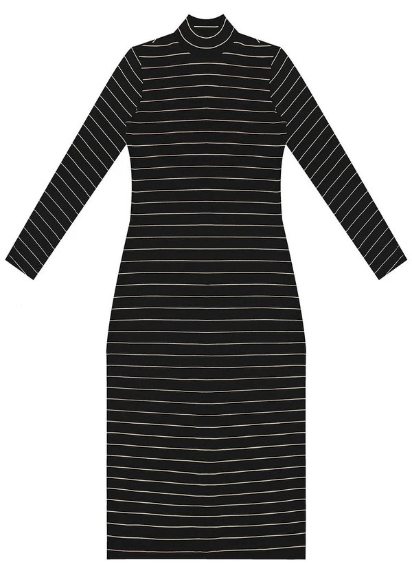 Rovitex - Vestido Midi Feminino Preto 5