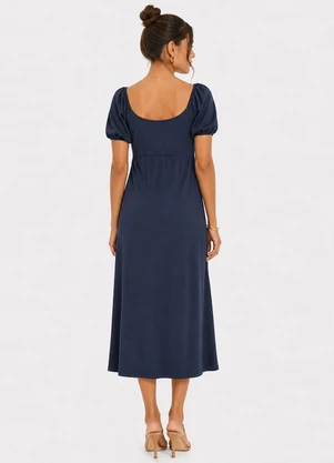 Infinita Cor - Vestido Midi Feminino Visco Premiere Azul - INFINITA COR
