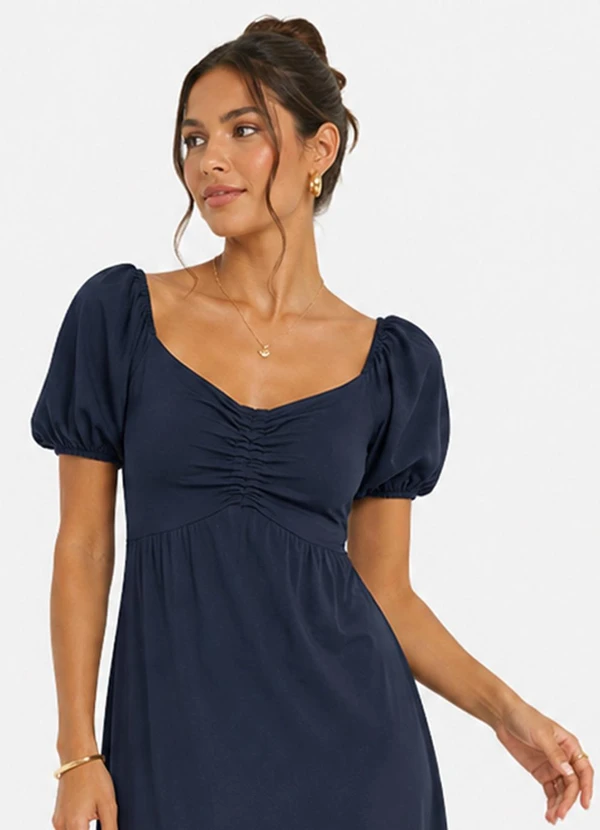 Infinita Cor - Vestido Midi Feminino Visco Premiere Azul