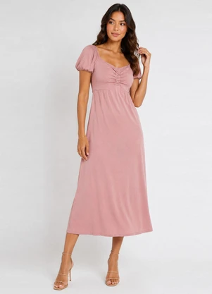 Infinita Cor - Vestido Midi Feminino Visco Premiere Rosa - INFINITA COR
