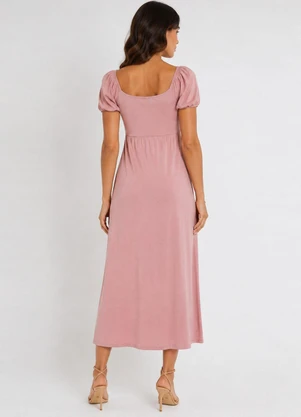 Infinita Cor - Vestido Midi Feminino Visco Premiere Rosa - INFINITA COR