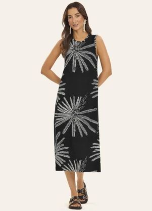 Rovitex - Vestido Midi Feminino Viscotorcion Preto - ROVITEX