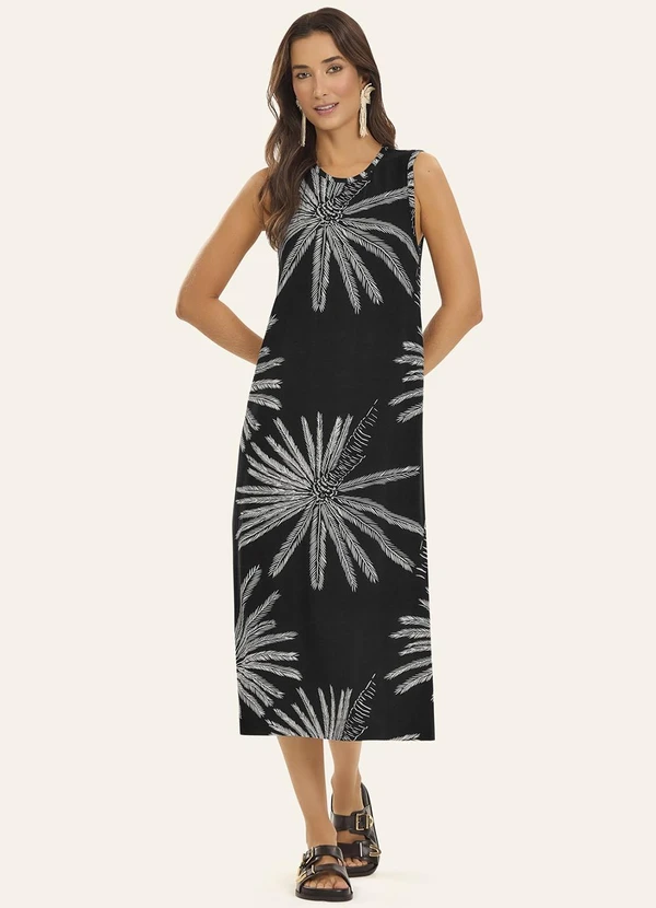 Rovitex - Vestido Midi Feminino Viscotorcion Preto 1