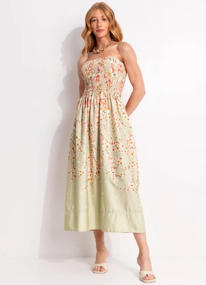 Farm - Vestido Midi Flor de Cerejeira Verde - FARM