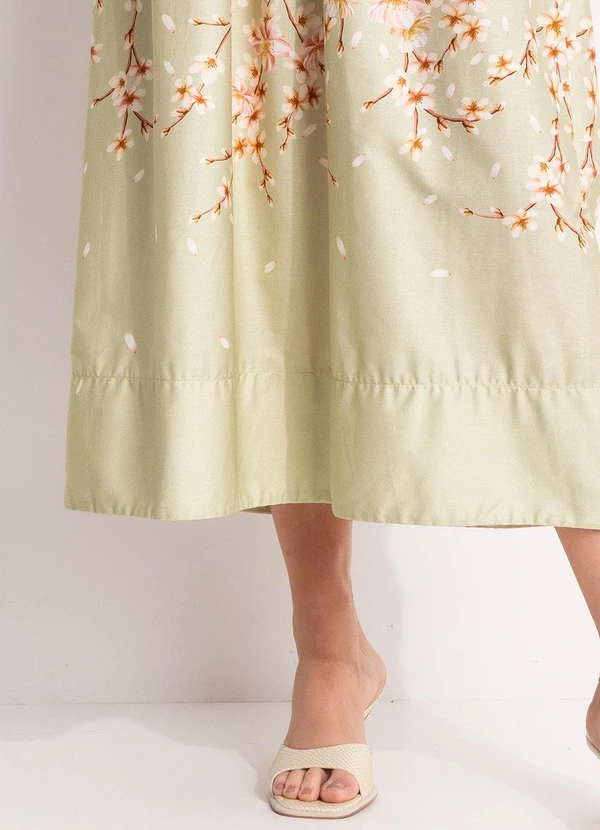 Farm - Vestido Midi Flor de Cerejeira Verde 7