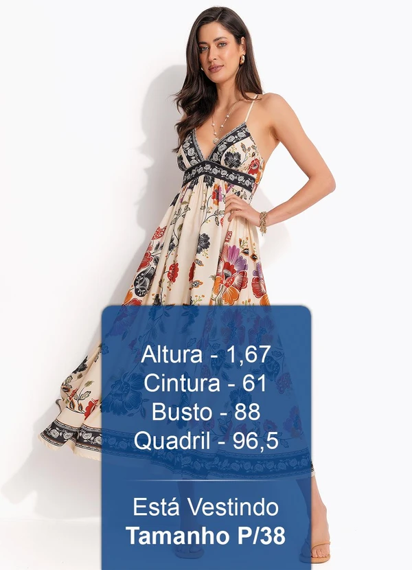 Farm - Vestido Midi Flor de Fita Bege 6