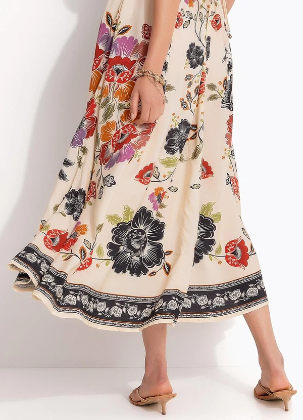 Farm - Vestido Midi Flor de Fita Bege 9