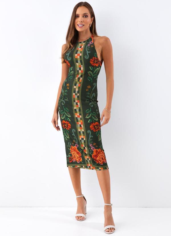 Farm - Vestido Midi Flor Realeza