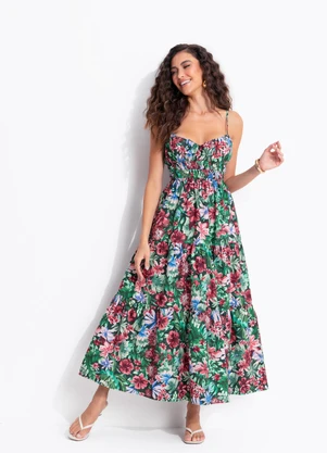 Farm - Vestido Midi Florabela Verde - FARM
