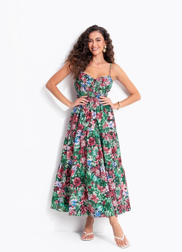 Farm - Vestido Midi Florabela Verde