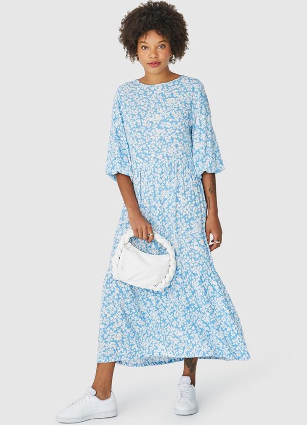 Malwee - Vestido Midi Floral Azul